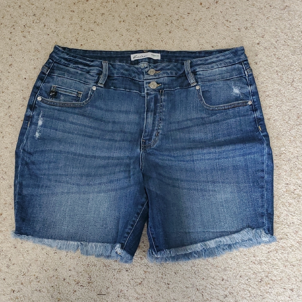 Women's Blue Denim Frayed Hem Shorts